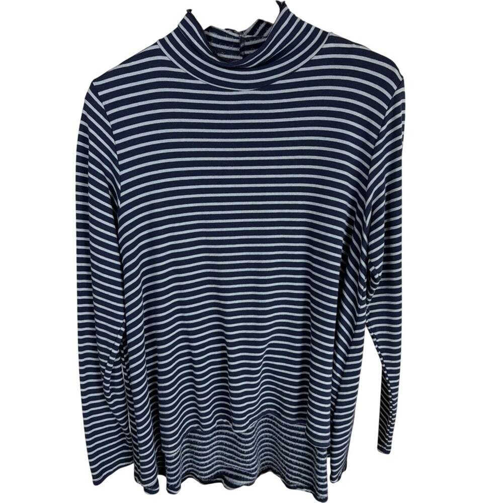 NWT Cutloose Blue Gray Striped Long Sleeve High Low Tunic Size XL